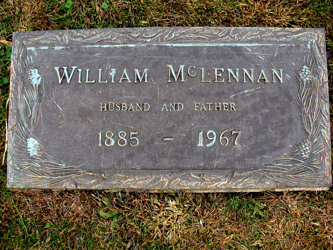 Photo of headstones/William McLennan 1885-1967 hdstn Marseilles Section Cem Illinois